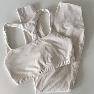 SET Active Luxform Cream/White Leggings and Sports Bra Set